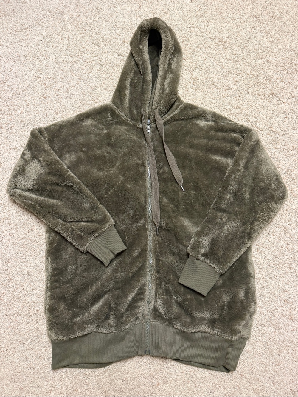aerie Olive Green Plush Zip-Up Hoodie
